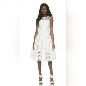 Milly Illusion Filament Inverted Pleat White A-line Dress NWT $750.00 Size 4 S